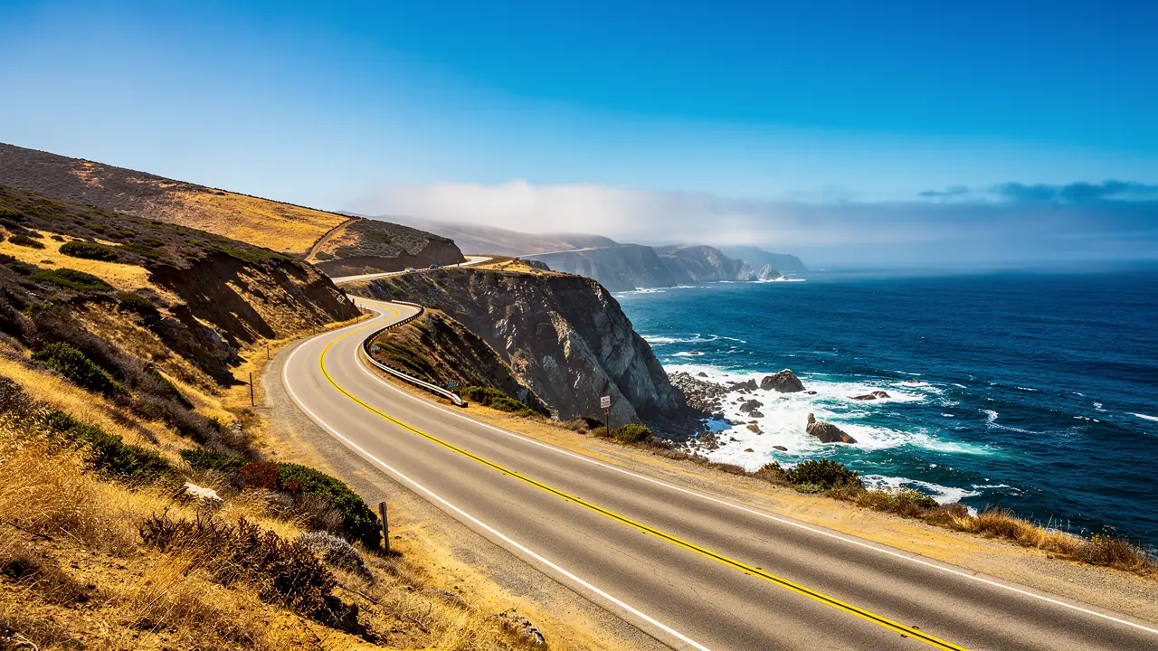 Coastal highway along ocean cliffs